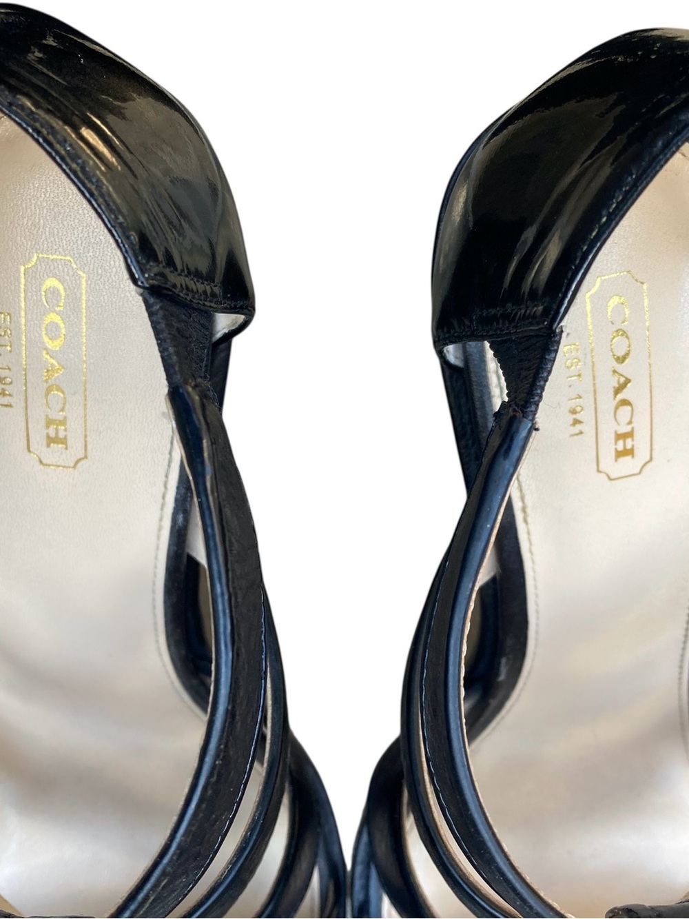 FINAL PRICE Women’s Coach TAMARAH Black Leather Heels Turn-Lock Size 9.5 - Picture 6 of 7
